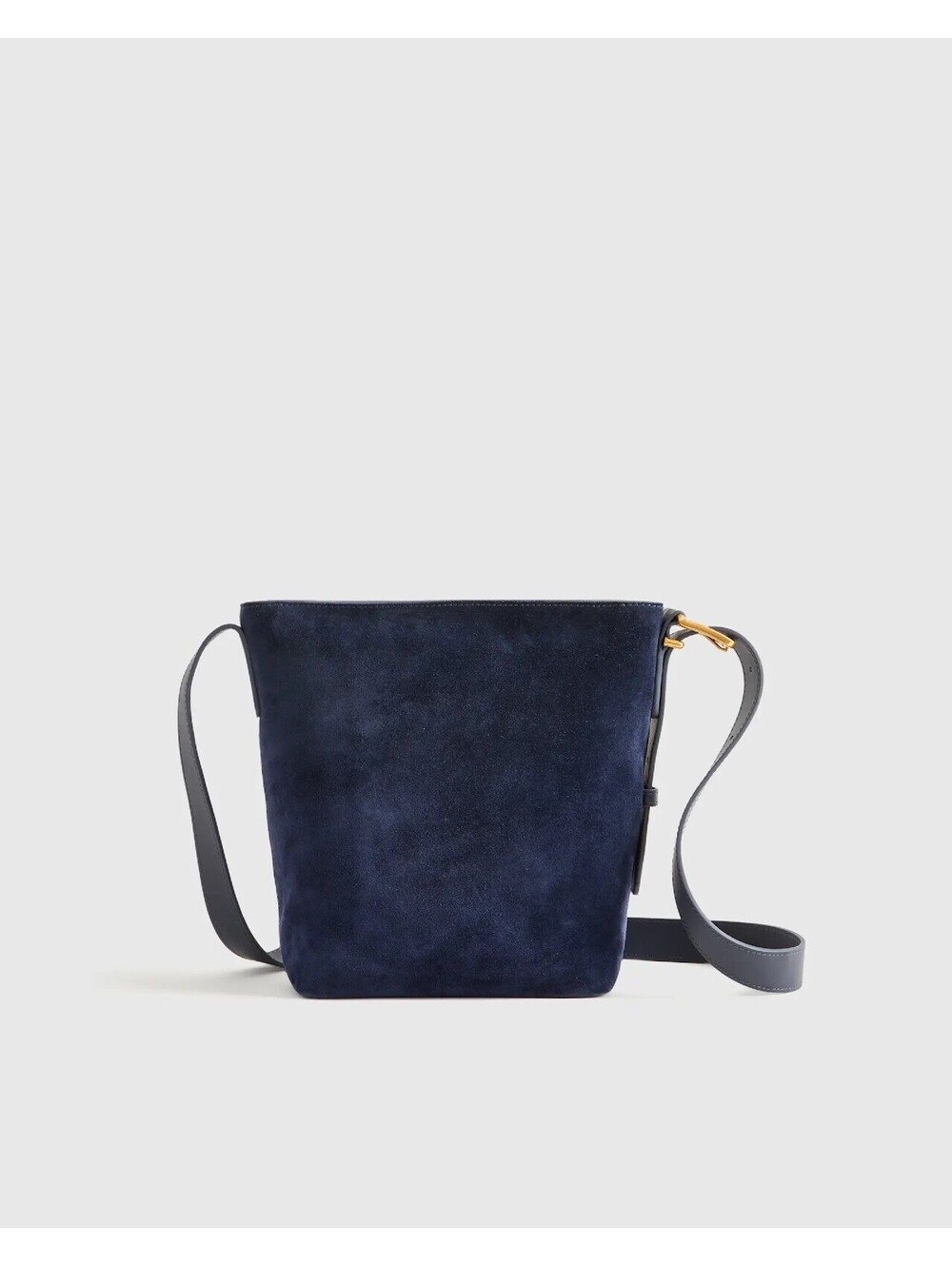 Quince Italian Suede Bucket Crossbody Bag Midnight Blue 9.5x10x4.75